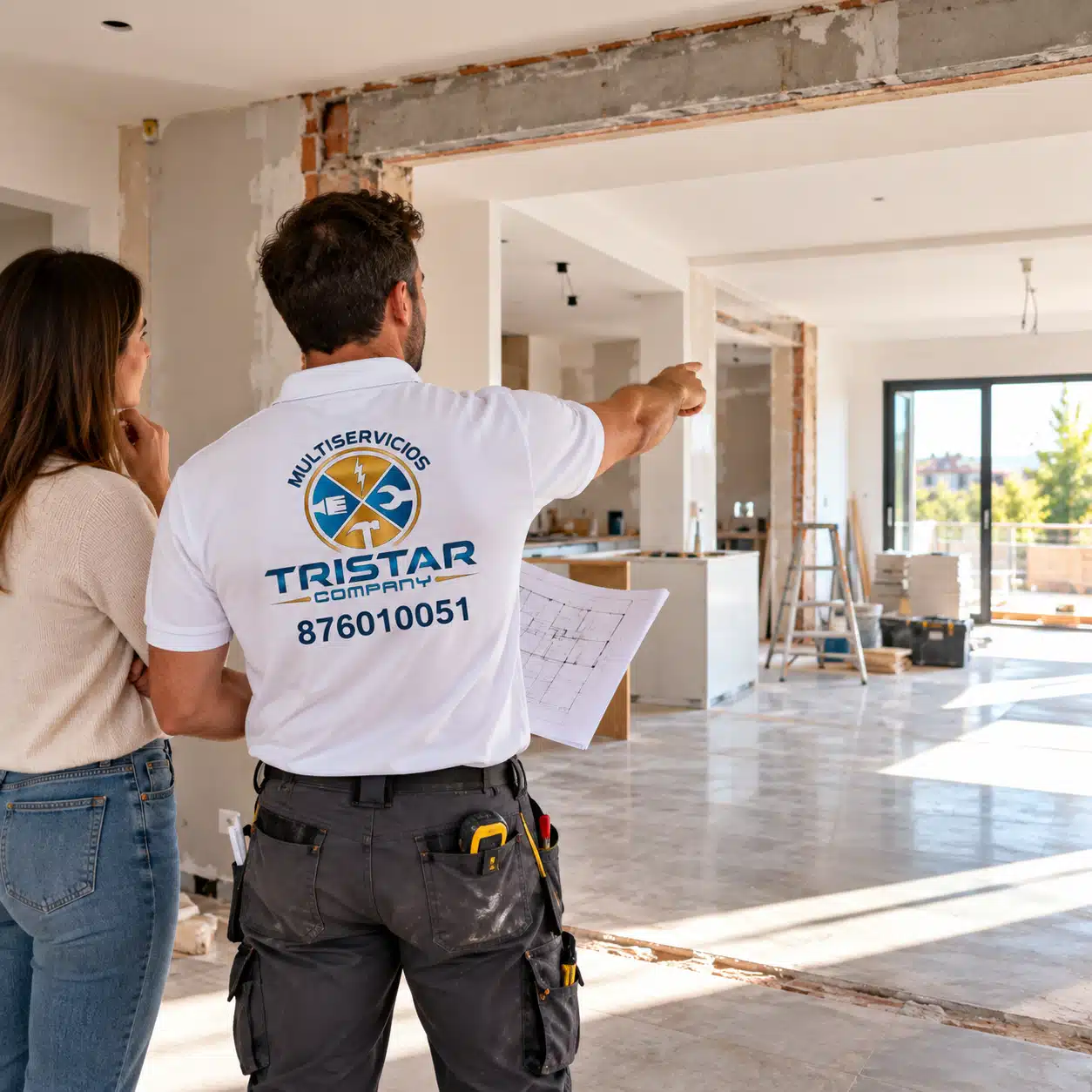 Albañiles para reformas y ampliaciones en Zaragoza Albañil realizando trabajos de obra y redistribución durante una reforma en Zaragoza