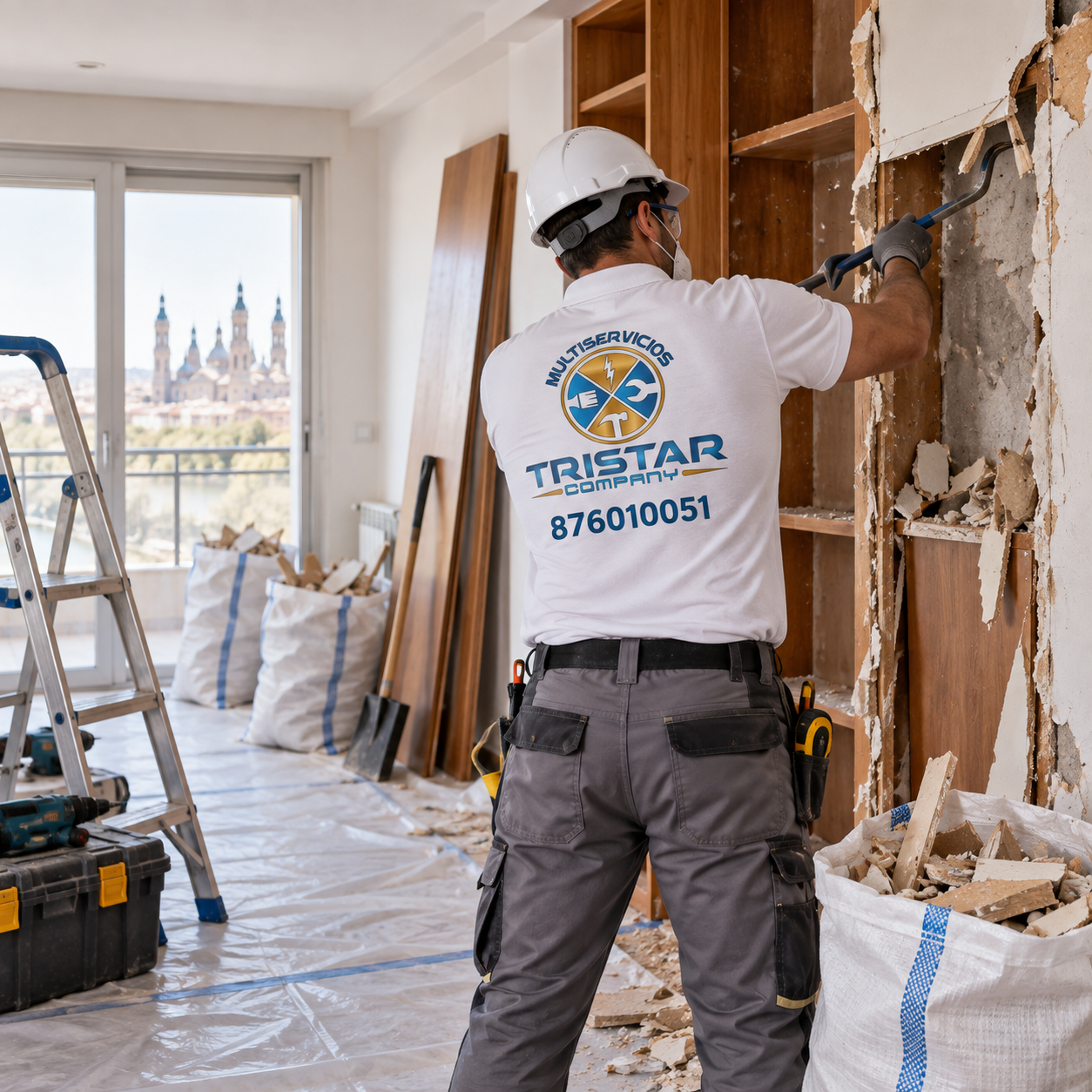 Demoliciones y Preparación de Obra Trabajos de demolición, desescombro y retirada de revestimientos antiguos en Zaragoza - Multiservicios Tristar Company