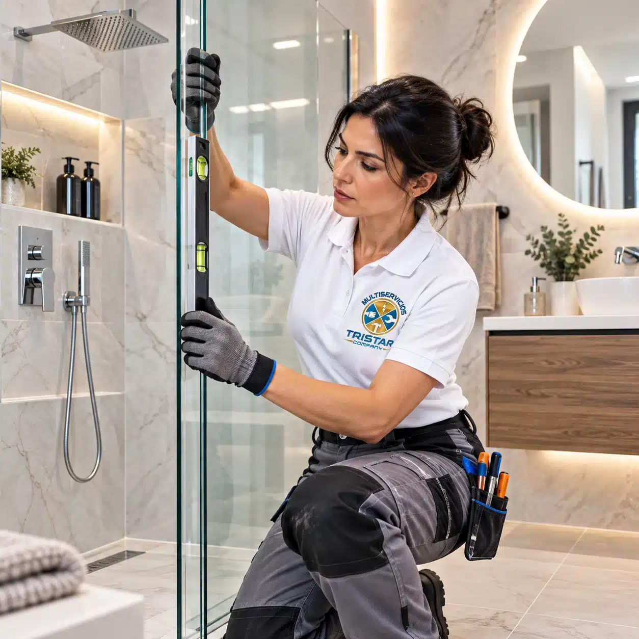 Reformas de baños en Zaragoza modernos y funcionales Reforma integral de baño moderno en Zaragoza con plato de ducha y mobiliario suspendido