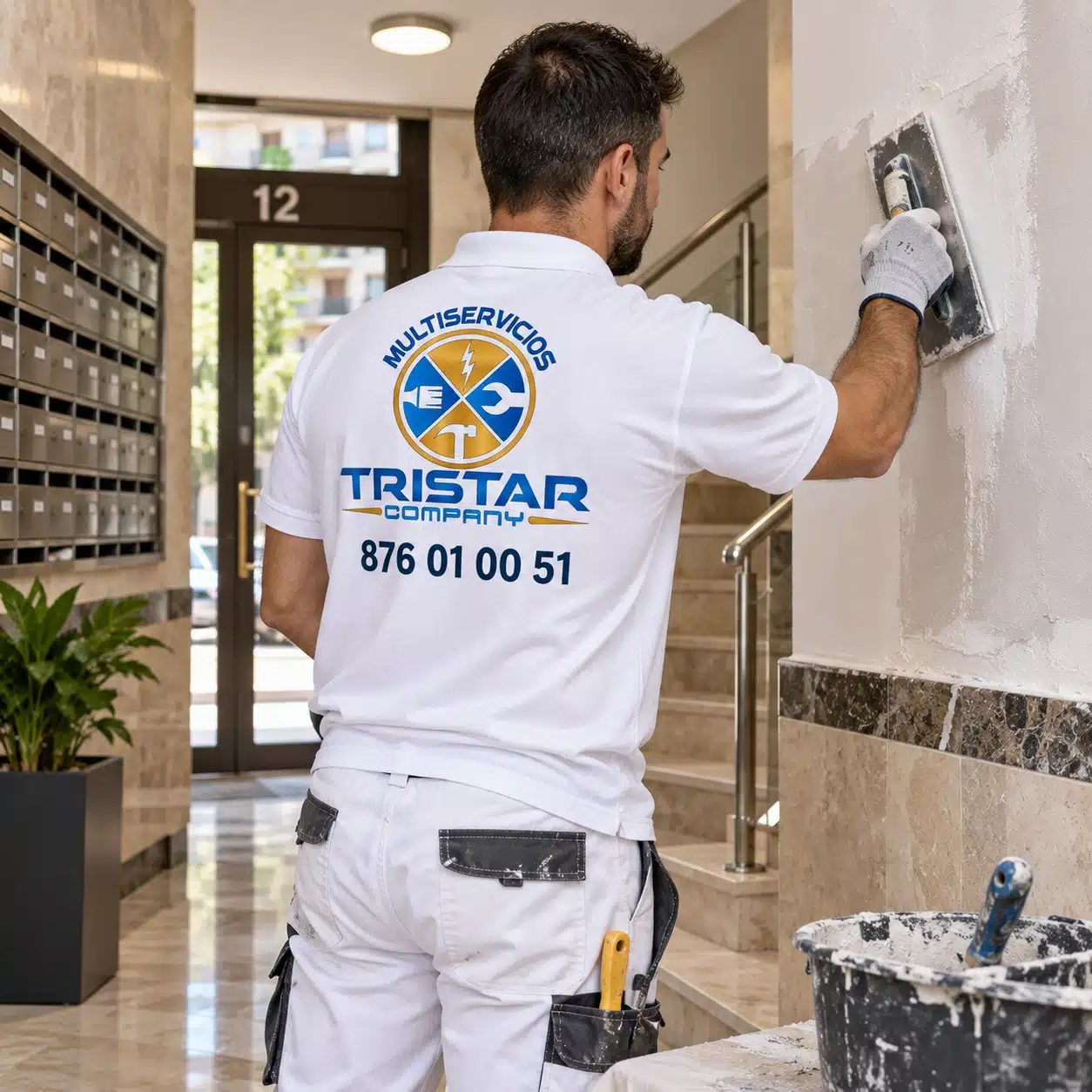 Reformas de comunidades en Zaragoza e iluminación eficiente Portal de un edificio residencial con obras de reformas de comunidades en Zaragoza finalizadas